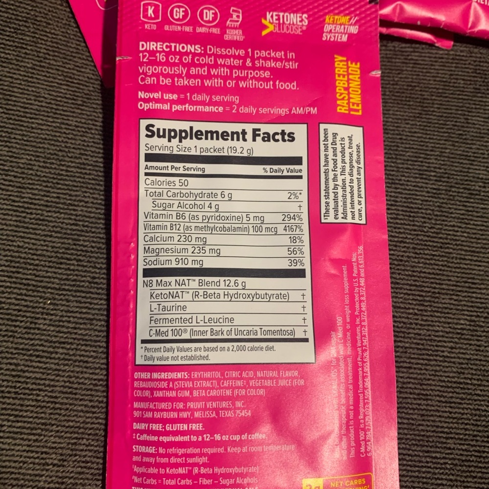 Pruvit Ketones - Raspberry Lemonade - Picture 3 of 11